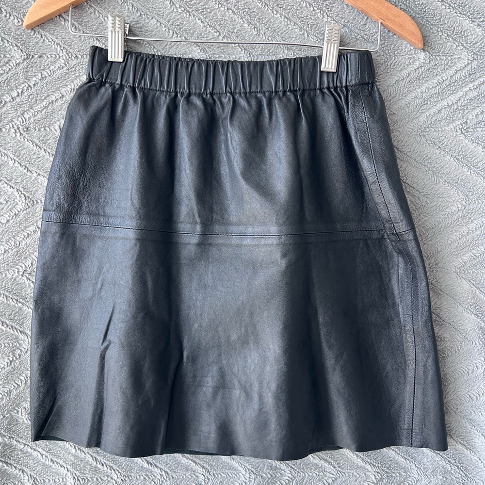 Kate Spade Saturday Genuine Leather Skirt Black A line Mini Size S